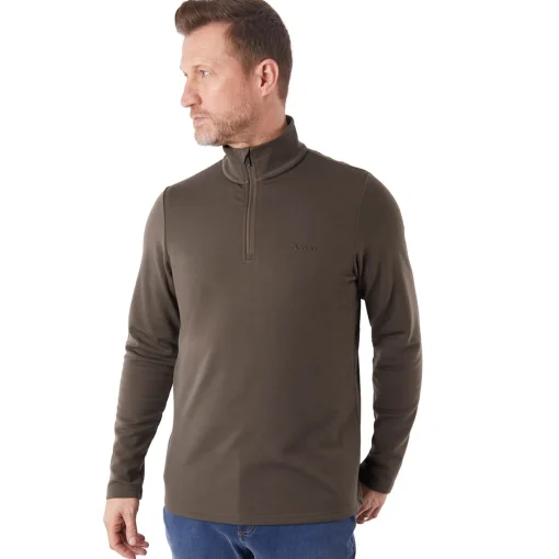 Men'S Radiant Merino Zip Neck Top Dark Olive Brown