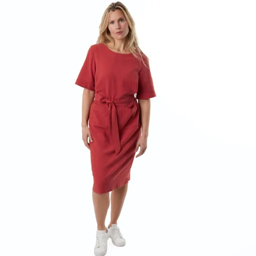 Women'S Brisa Linen Dress Coast Red