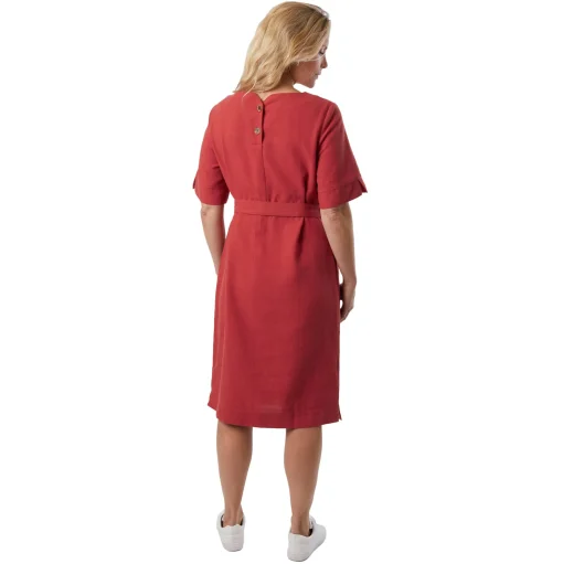 Women'S Brisa Linen Dress Coast Red