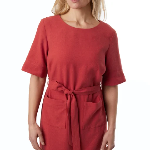 Women'S Brisa Linen Dress Coast Red