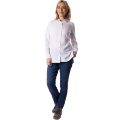 Women'S Brisa Linen Long Sleeve Shirt White