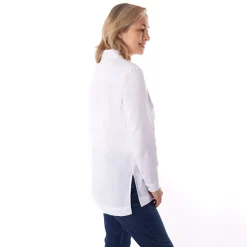Women'S Brisa Linen Long Sleeve Shirt White