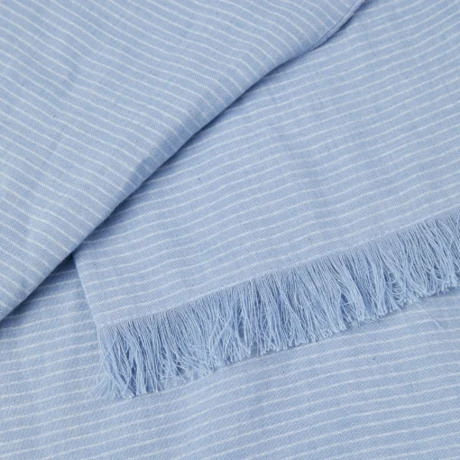Women'S Brisa Linen Scarf Chambray Blue Stripe