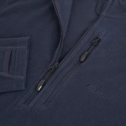 Women'S Microgrid Zip Neck Top True Navy
