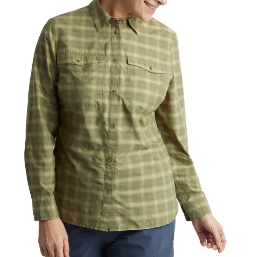 Women'S Savannah Long Sleeve Shirt Stone/Umber Green Check